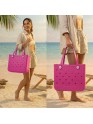 Madosh EVA Beach Tote Bag for Women - Waterproof Rubber Open Top Pool Bag - Washable Sandproof Large Travel Basket - Durable Gym, Shower & Boat Utility Handbag (13.5" x 12")(Pink)